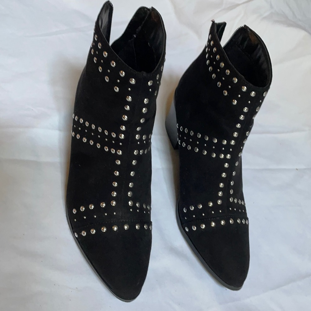 Fergalicious black faux suede studded bootie. 7